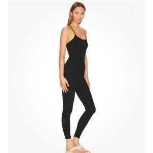 Splits59 Solid Black Tank Airweight Jumpsuit Built In Bra Medium